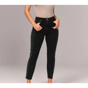 ABERCROMBIE & FITCH Women's Black The Mom High Rise Jeans Curve Love Size 27